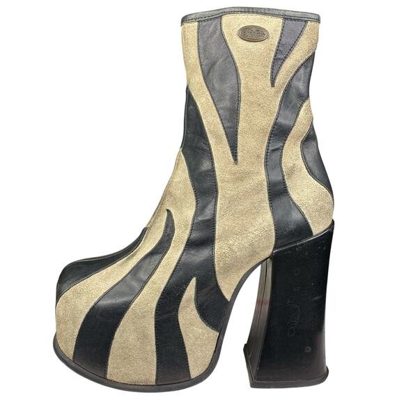Vintage Rare Y2K Buffalo London Zebra Mega Platform Ankle Boots Size 37 US 6.5 - Picture 3 of 16